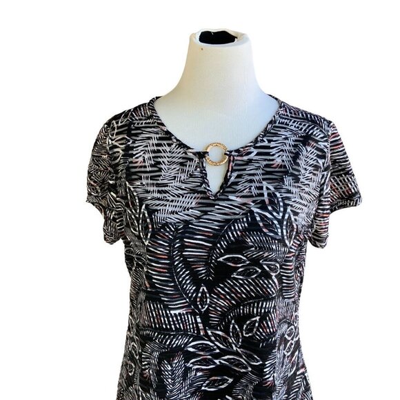 NEW DIRECTIONS 2 PIECE TOP M BLACK MULTI COLORS ABSTRACT POLY BLEND OFFICE WEAR - Picture 7 of 13